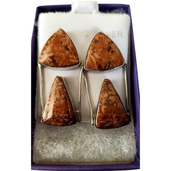 Earrings Moonkaite Jasper Post Silver Drop 10 gr Jerry & Fran Harr Handmade - Picture 1 of 13